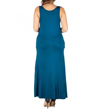 Plus Size Sleeveless Maxi Dress with Pockets Teal $22.29 Dresses