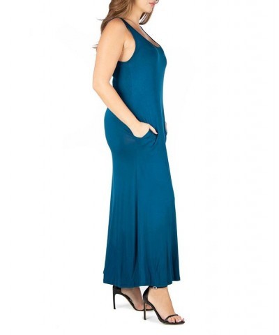 Plus Size Sleeveless Maxi Dress with Pockets Teal $22.29 Dresses