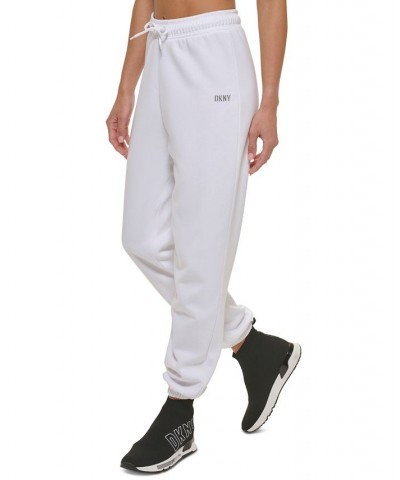 Women's Performance Metallic-Logo Drawstring Sweatpants White $17.89 Pants