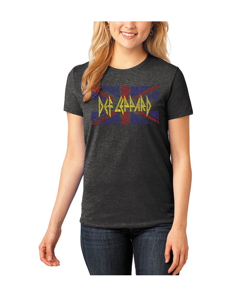 Women's Word Art Premium T-shirt - Def Leppard Top Heather Black $17.60 Tops