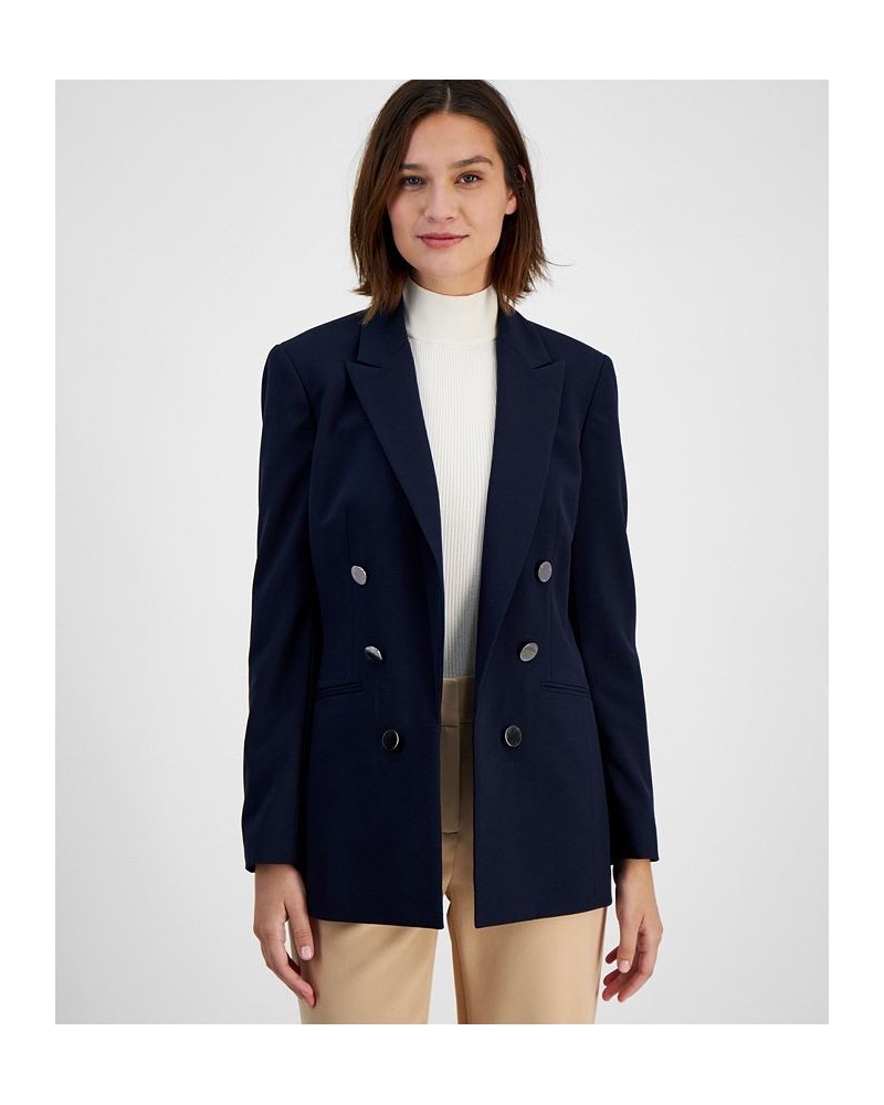 Women's Bi-Stretch Faux-Double-Breasted Jacket Bar Navy $58.05 Jackets