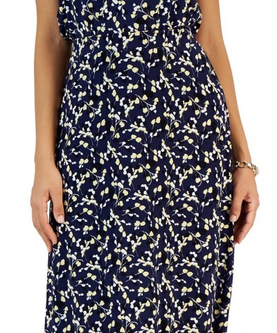 Petite Printed Pull-On Midi Skirt Kasper Navy Multi $25.95 Skirts