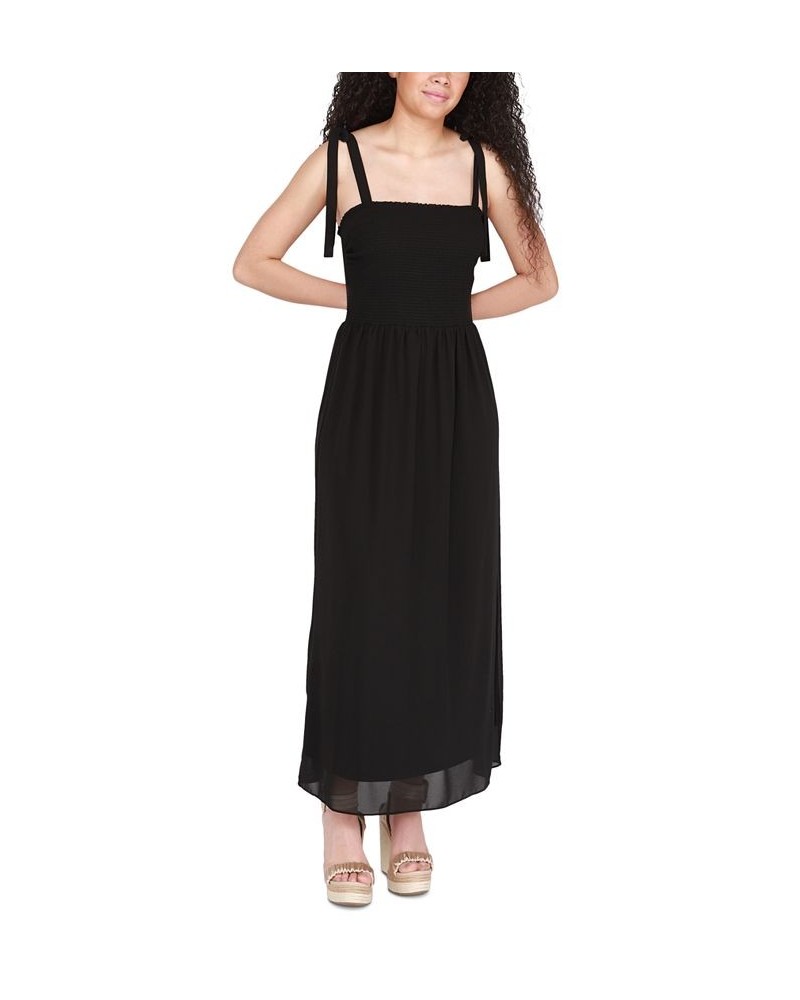 Women's Tied-Strap Smocked Maxi Dress White $18.28 Dresses