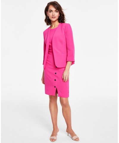 Women's Open-Front Jacket & Snap-Trim Sheath Dress Black $33.03 Dresses