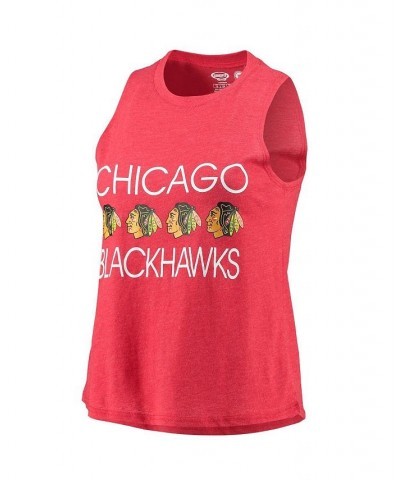 Women's Red Black Chicago Blackhawks Meter Tank Top and Pants Sleep Set Red, Black $28.60 Pajama