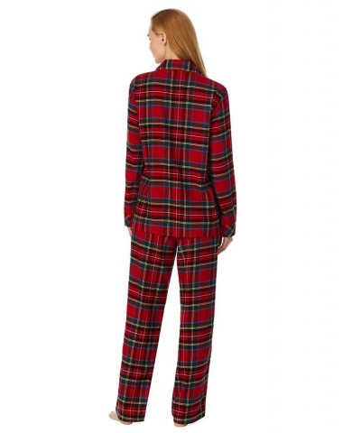 Petite Plaid Notched-Collar Pajamas Set Red $27.78 Sleepwear