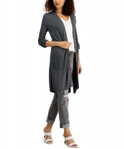 Women's Ribbed Duster Cardigan Gray $24.17 Sweaters