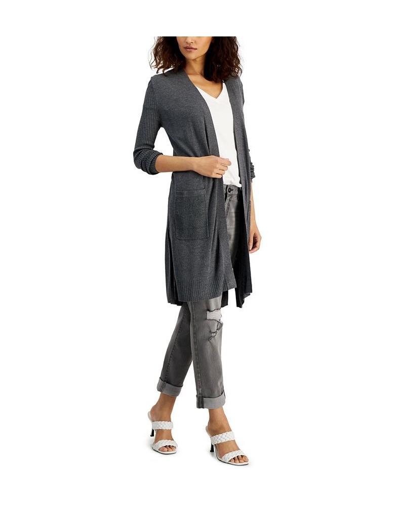 Women's Ribbed Duster Cardigan Gray $24.17 Sweaters