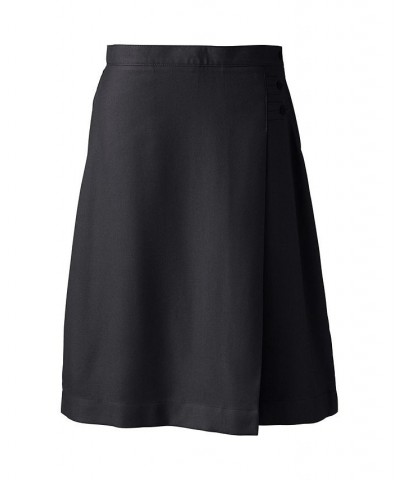 School Uniform Women's Solid A-line Skirt Below the Knee Black $21.58 Skirts