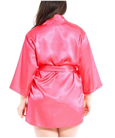 Plus Size Ultra Soft Satin Lounge and Poolside Robe Fuchsia $34.65 Lingerie