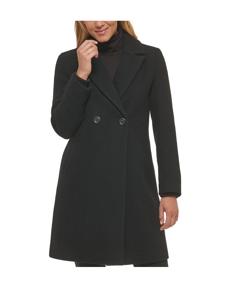 Women's Double-Breasted Reefer Coat Black $74.40 Coats