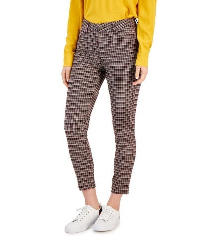 Women's Tribeca Skinny-Ankle Check Pants Bell Check- Wine Multi $16.57 Pants