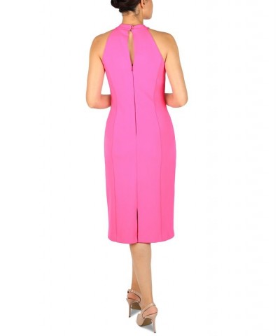 Halter-Neck Sleeveless Sheath Dress Pink $40.46 Dresses