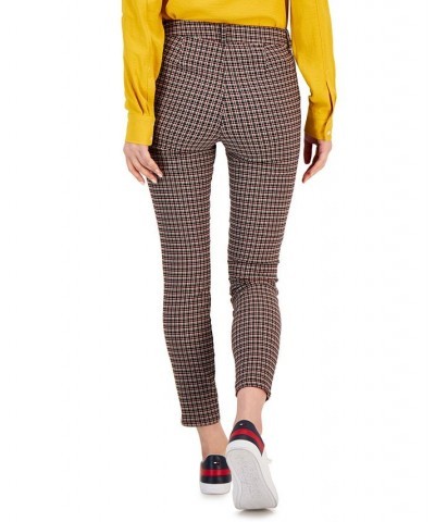 Women's Tribeca Skinny-Ankle Check Pants Bell Check- Wine Multi $16.57 Pants