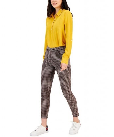 Women's Tribeca Skinny-Ankle Check Pants Bell Check- Wine Multi $16.57 Pants