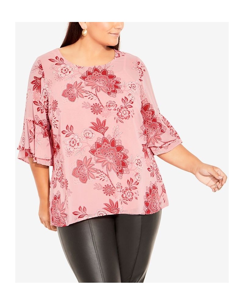 Plus Size Alex Double Flutter Scoop Neck Top Rose Boho Bloom $37.26 Tops