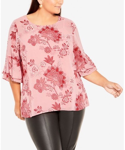 Plus Size Alex Double Flutter Scoop Neck Top Rose Boho Bloom $37.26 Tops