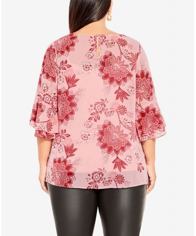 Plus Size Alex Double Flutter Scoop Neck Top Rose Boho Bloom $37.26 Tops