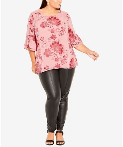 Plus Size Alex Double Flutter Scoop Neck Top Rose Boho Bloom $37.26 Tops