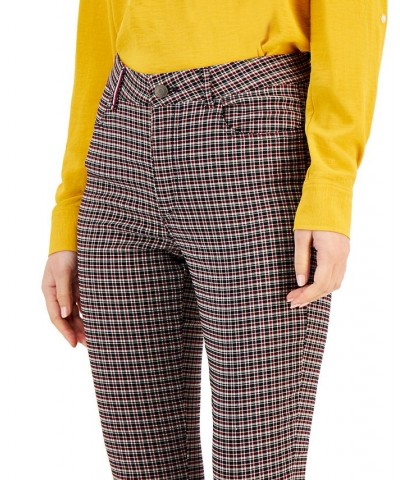 Women's Tribeca Skinny-Ankle Check Pants Bell Check- Wine Multi $16.57 Pants