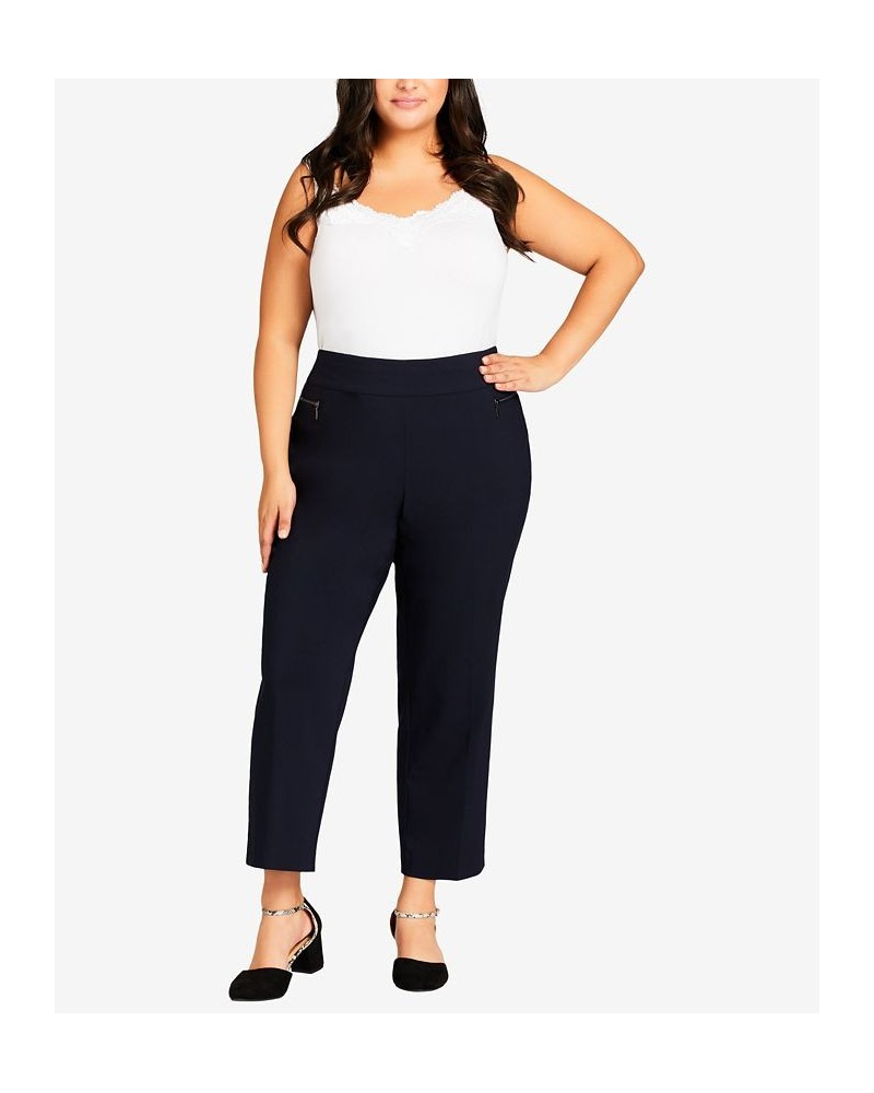 Plus Size Super Stretch Zip Pants with Petite Length Classic Navy $31.60 Pants