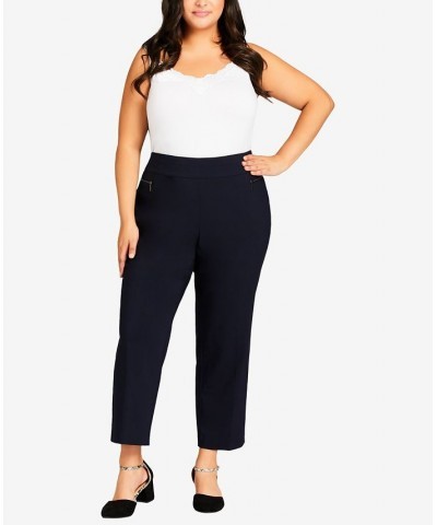 Plus Size Super Stretch Zip Pants with Petite Length Classic Navy $31.60 Pants