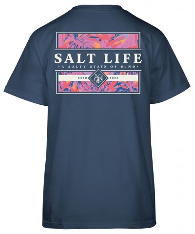 Women's Loungin Hibiscus Cotton Graphic T-Shirt Washed Navy $20.40 Tops