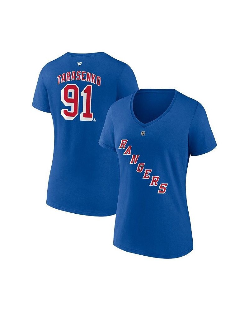 Women's Branded Vladimir Tarasenko Royal New York Rangers Authentic Stack Name and Number V-Neck T-shirt Royal $19.80 Tops