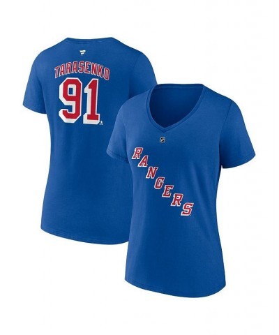 Women's Branded Vladimir Tarasenko Royal New York Rangers Authentic Stack Name and Number V-Neck T-shirt Royal $19.80 Tops