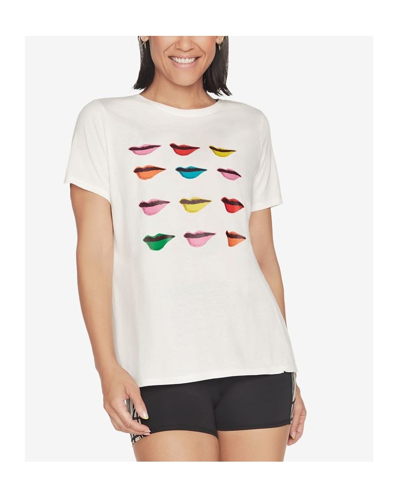 x Diane von Furstenberg Women's Midnight Kiss Crewneck T-Shirt White $16.69 Tops