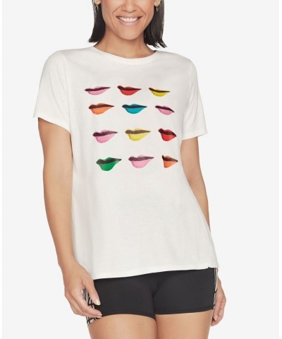 x Diane von Furstenberg Women's Midnight Kiss Crewneck T-Shirt White $16.69 Tops