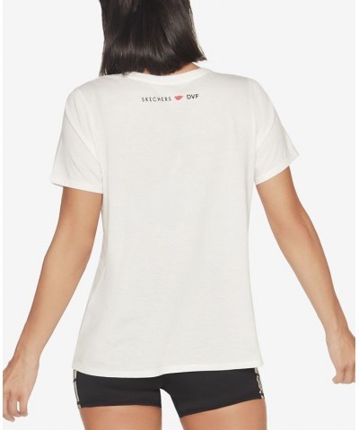 x Diane von Furstenberg Women's Midnight Kiss Crewneck T-Shirt White $16.69 Tops