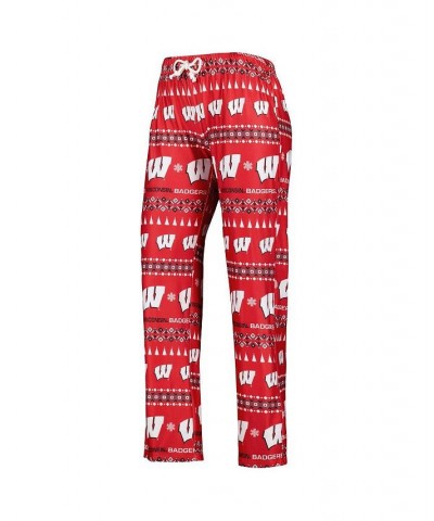 Women's Red Wisconsin Badgers Flurry Ugly Sweater Long Sleeve T-shirt and Pants Sleep Set Red $33.60 Pajama