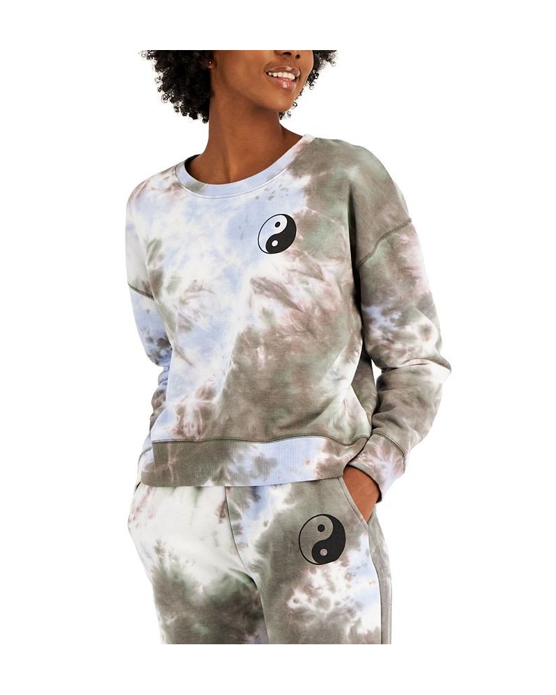 Juniors' Yin Yang Tie-Dyed Sweatshirt Blue $11.09 Sweatshirts