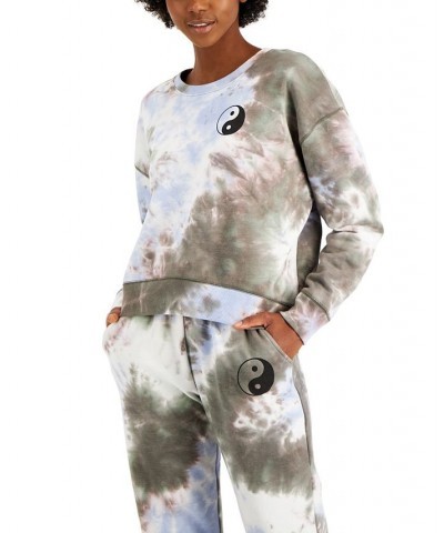 Juniors' Yin Yang Tie-Dyed Sweatshirt Blue $11.09 Sweatshirts