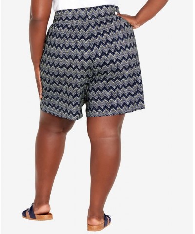 Plus Size Alisha Knit Print Shorts Marine Zig Zag $27.93 Shorts