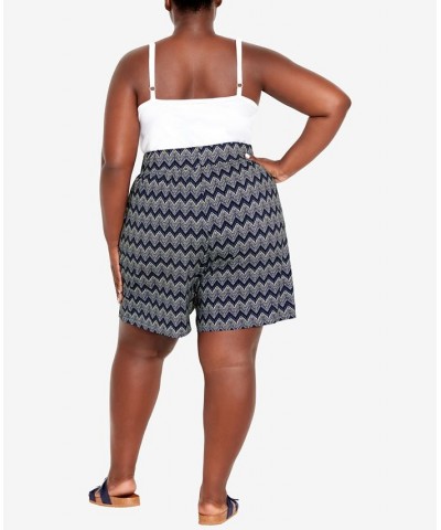 Plus Size Alisha Knit Print Shorts Marine Zig Zag $27.93 Shorts