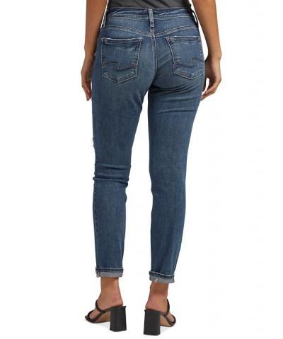 Women's Boyfriend Mid-Rise Slim Ripped Jeans Indigo $51.94 Jeans