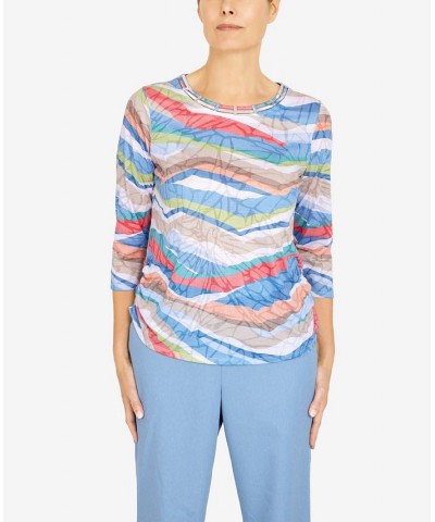 Women's Peace Of Mind Abstract Stripe Double Strap Crew Neck Top Multi $27.80 Tops