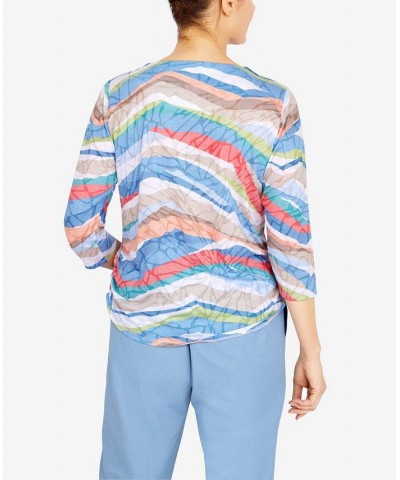 Women's Peace Of Mind Abstract Stripe Double Strap Crew Neck Top Multi $27.80 Tops