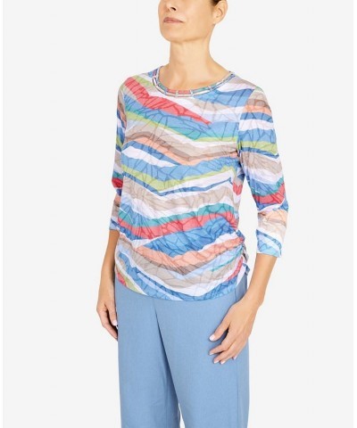 Women's Peace Of Mind Abstract Stripe Double Strap Crew Neck Top Multi $27.80 Tops