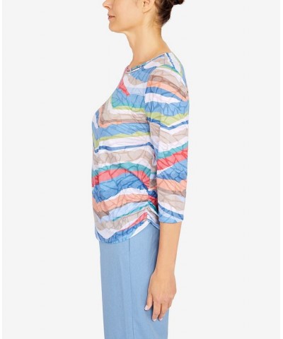 Women's Peace Of Mind Abstract Stripe Double Strap Crew Neck Top Multi $27.80 Tops