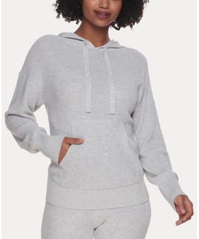 Women's Chill Vibes Cashmere Blend Thermal Hoodie Gray $37.38 Sleepwear