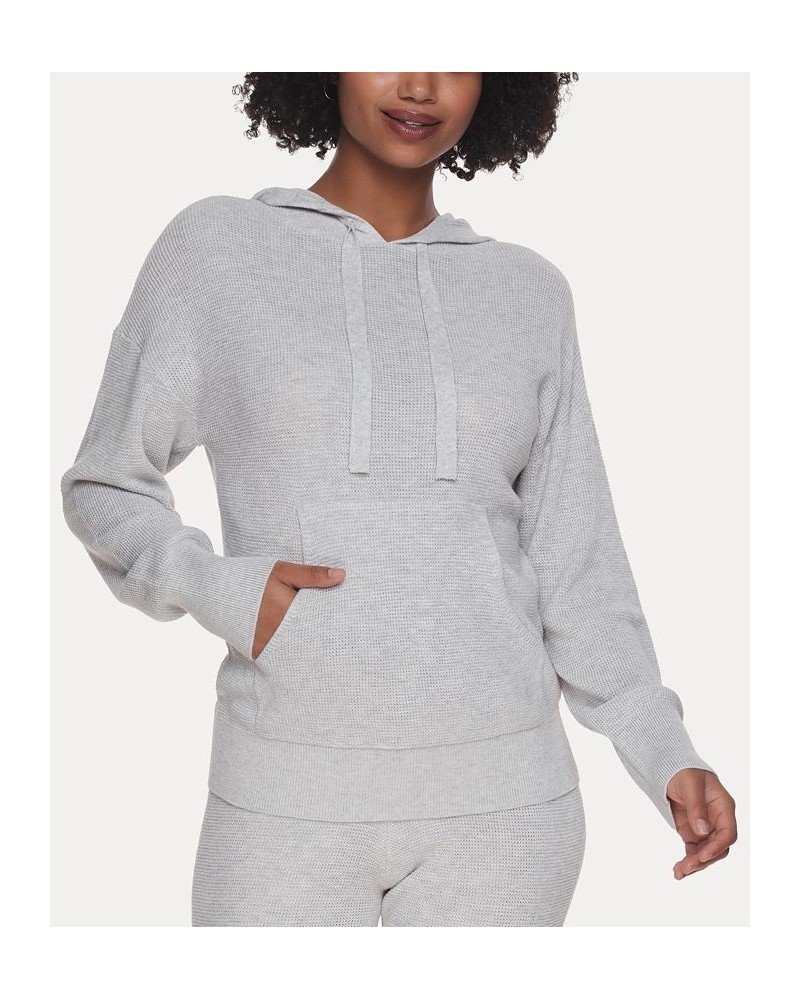 Women's Chill Vibes Cashmere Blend Thermal Hoodie Gray $37.38 Sleepwear