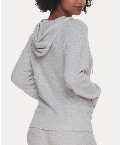 Women's Chill Vibes Cashmere Blend Thermal Hoodie Gray $37.38 Sleepwear