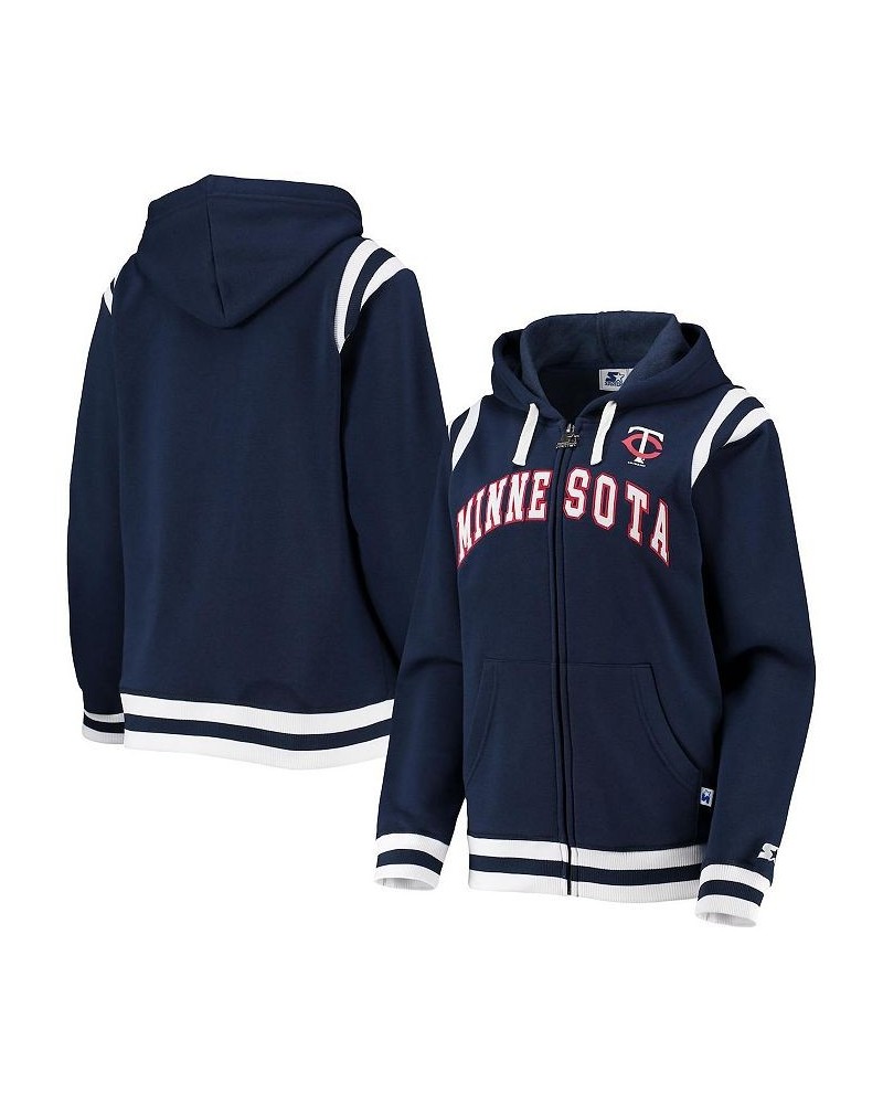 Women's Navy Minnesota Twins Vintage-Like Full-Zip Hoodie Navy $40.50 Sweatshirts