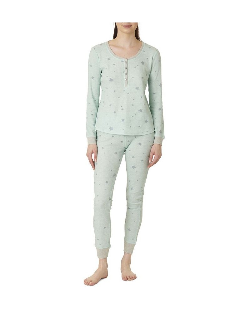 Women's Sweet Dreams Thermal Pajama Set Green $21.07 Sleepwear