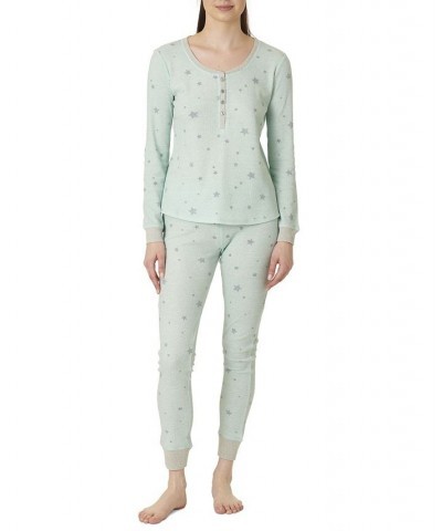 Women's Sweet Dreams Thermal Pajama Set Green $21.07 Sleepwear