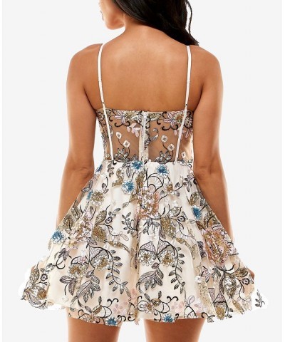 Juniors' Embroidered Corset Dress Nude $37.73 Dresses