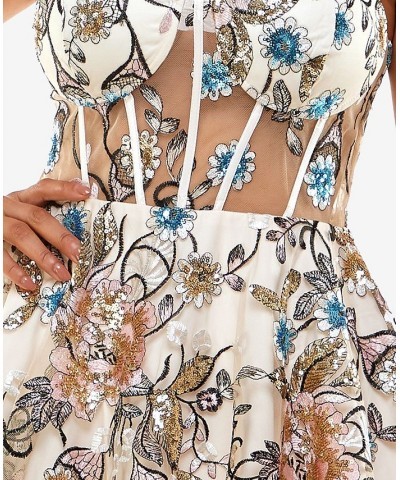 Juniors' Embroidered Corset Dress Nude $37.73 Dresses